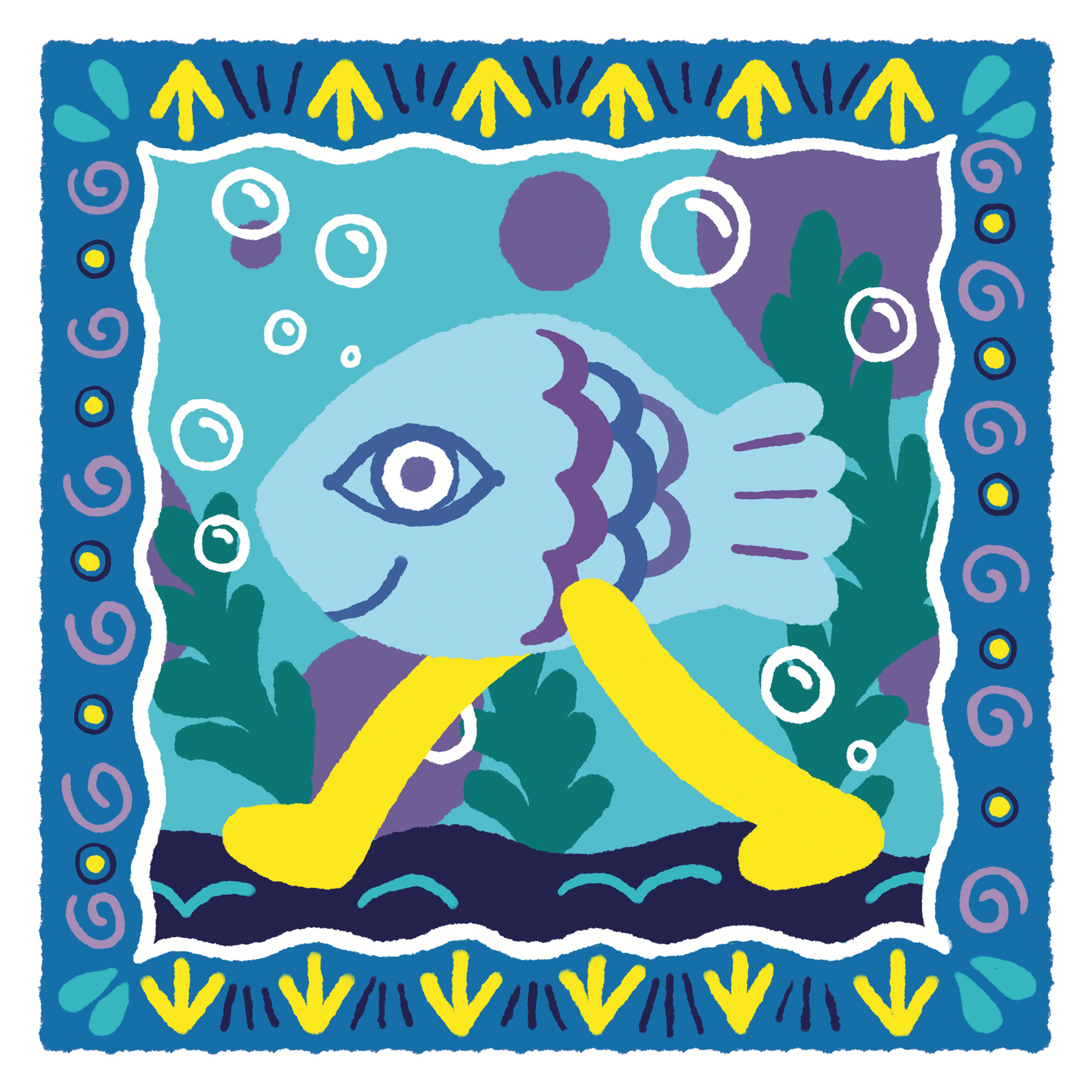 Walking fish print