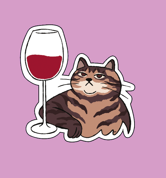 Pegotín de gato con vino