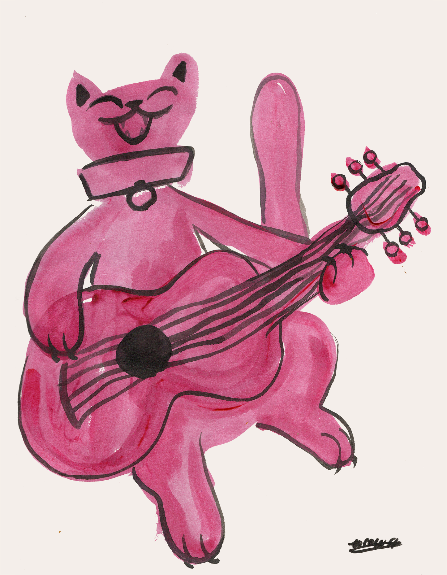 Guitar cat sticker