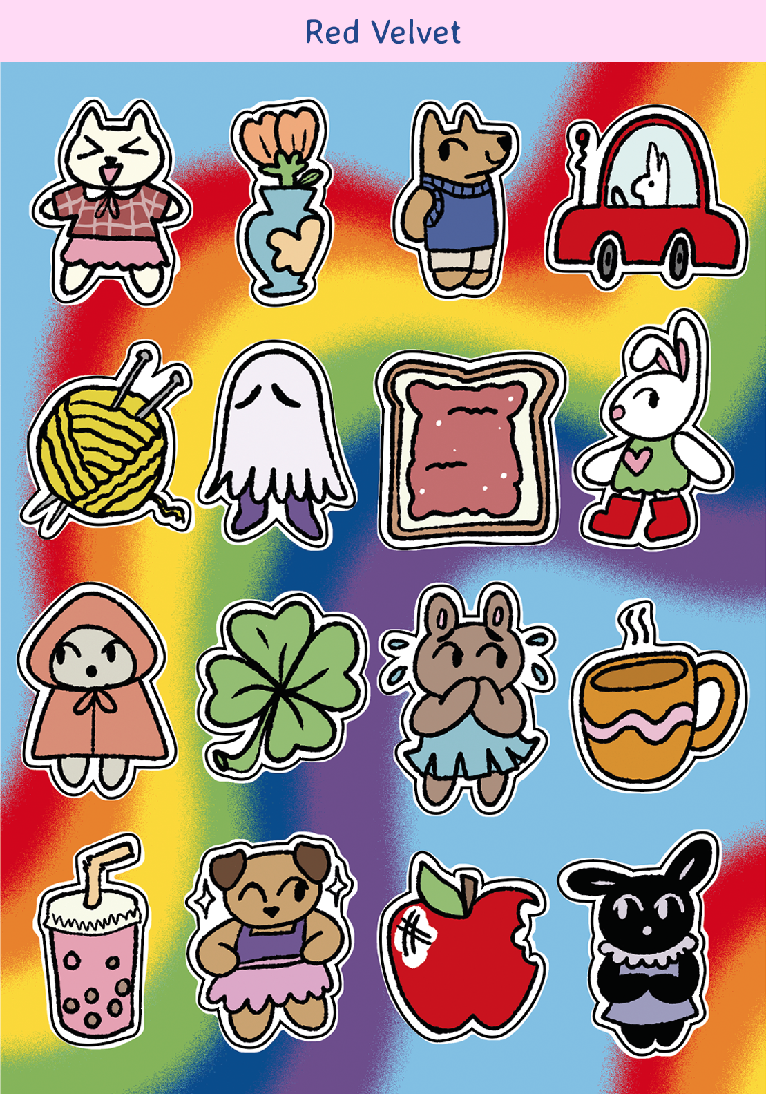 Colorful characters sticker sheets