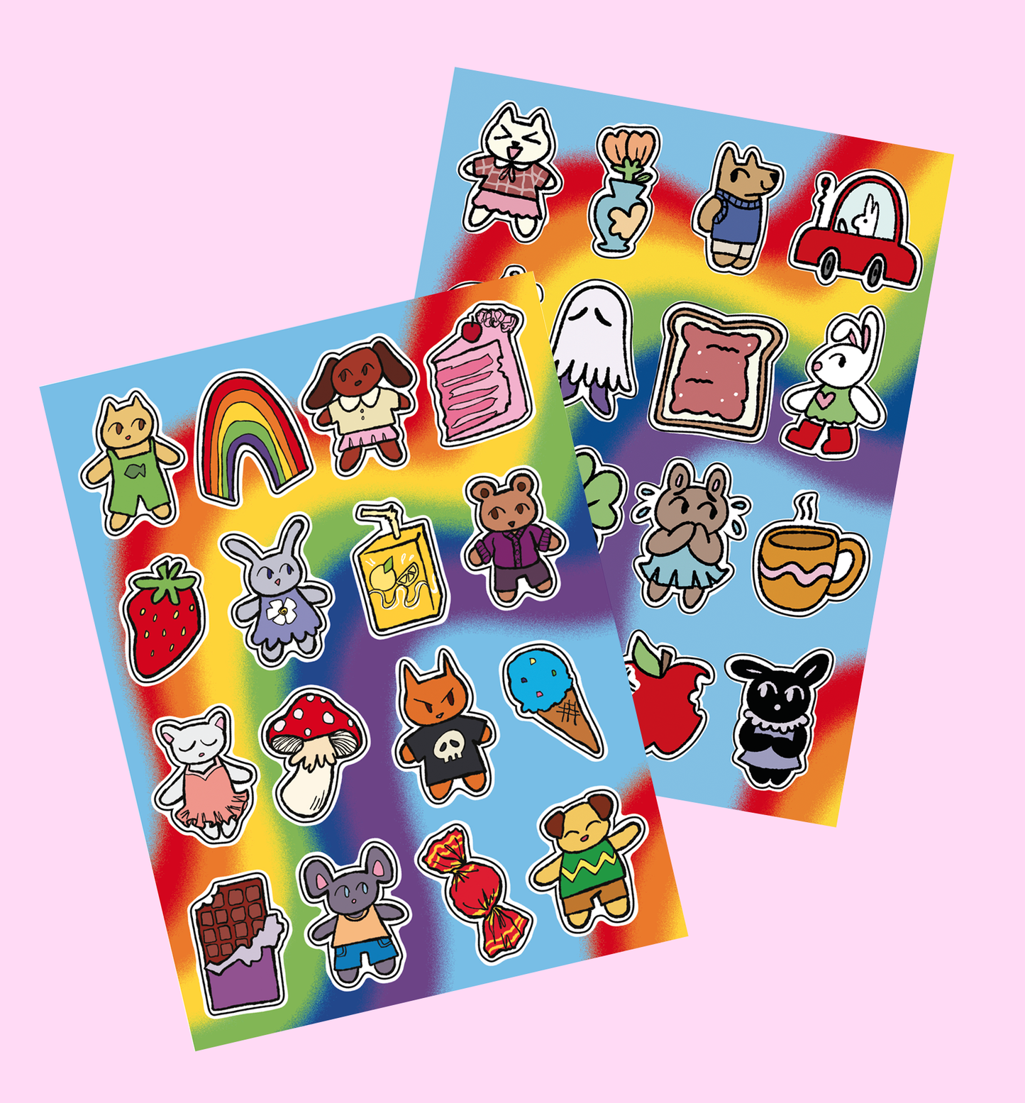 Colorful characters sticker sheets