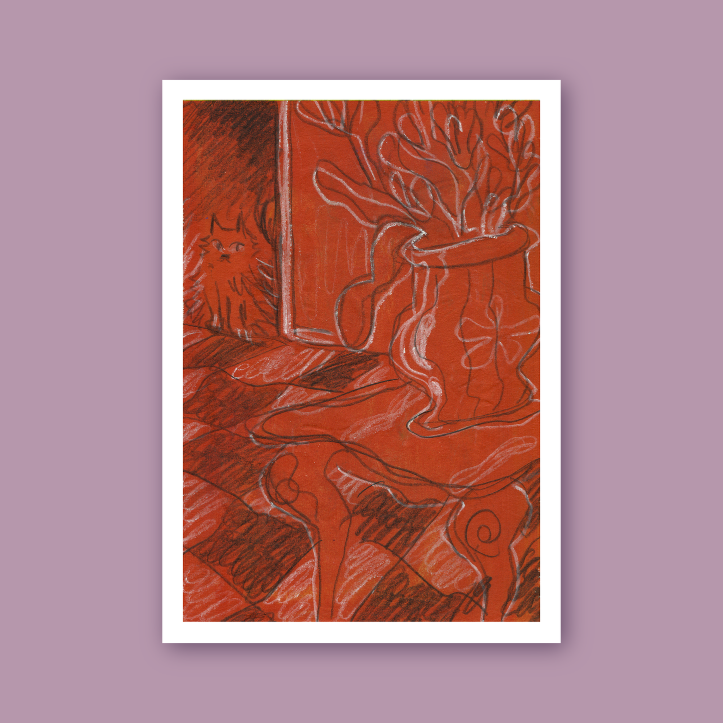 Cat and vase print