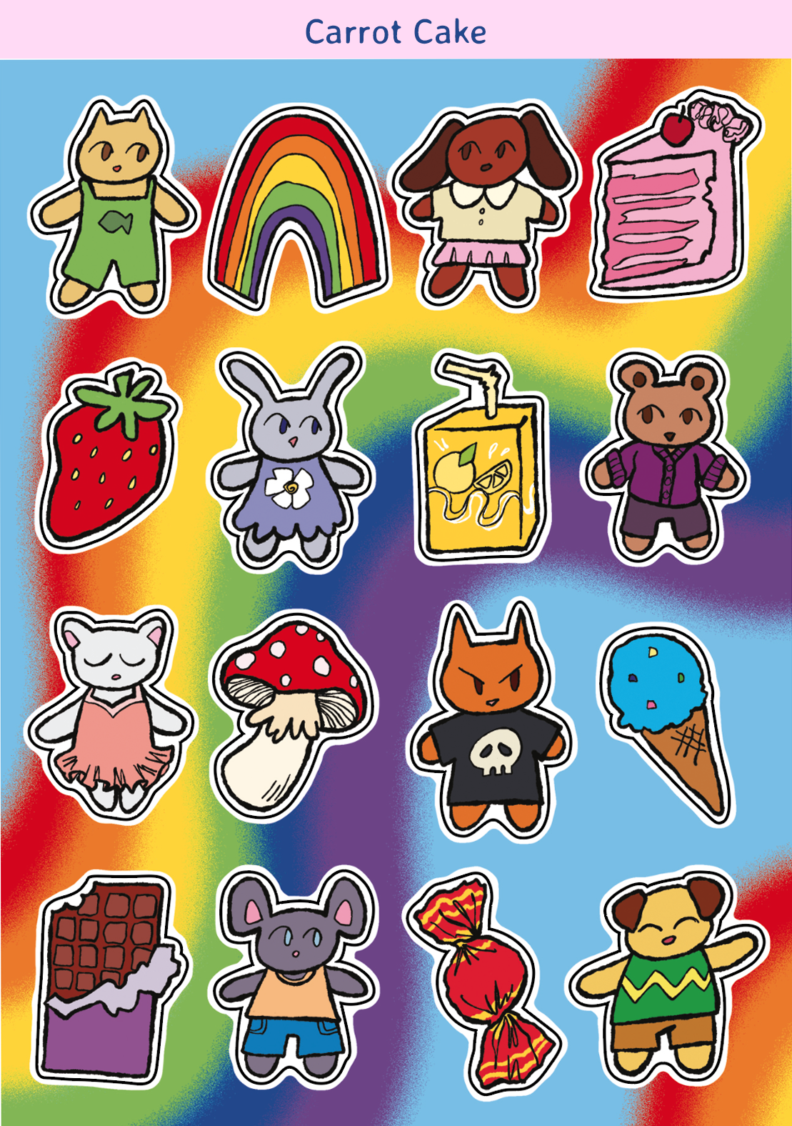 Colorful characters sticker sheets
