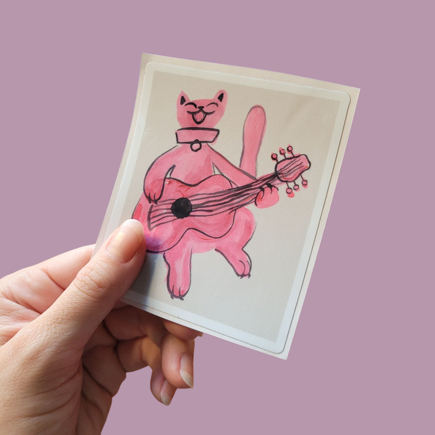 Guitar cat sticker