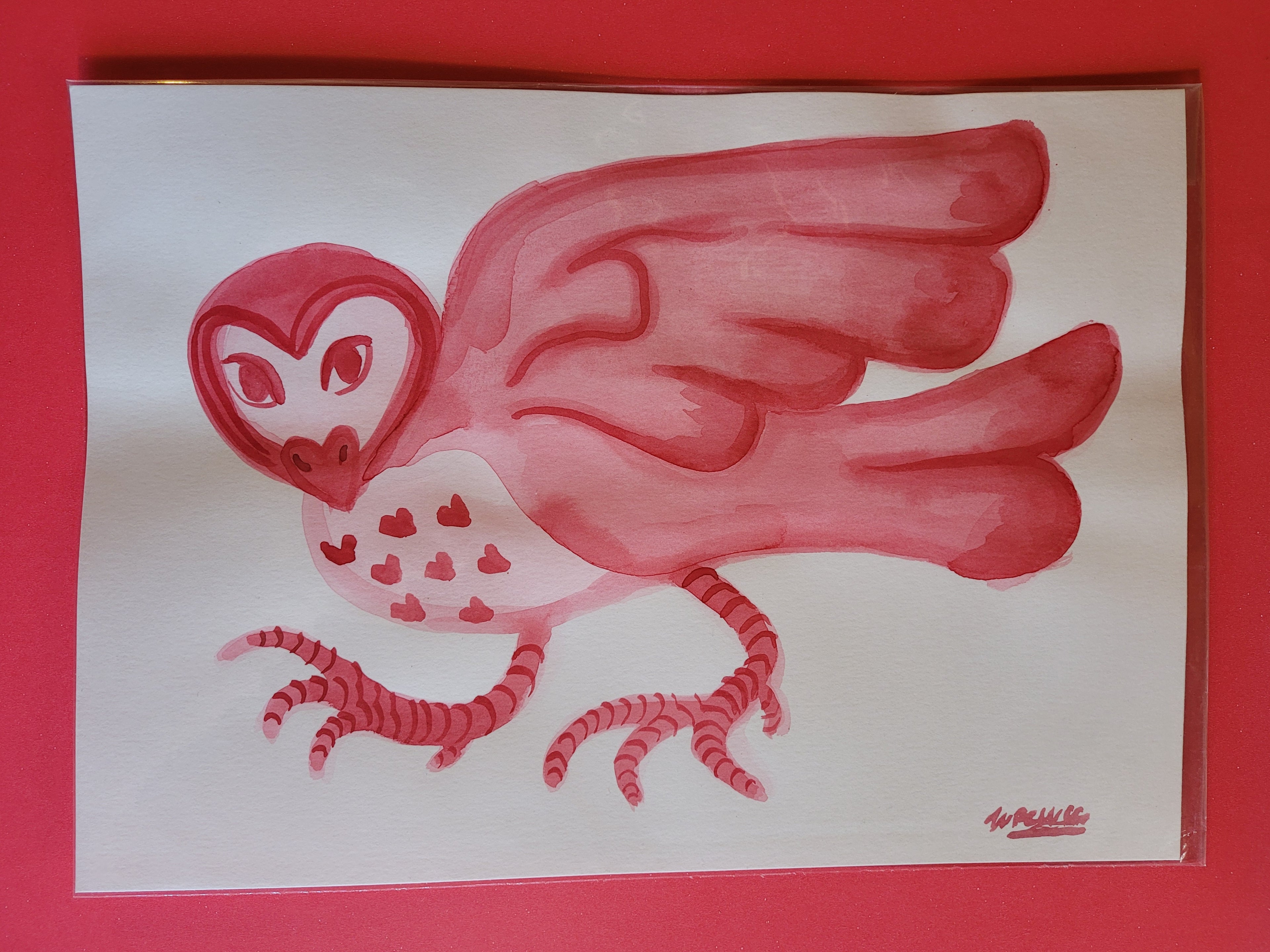 Dibujo original Lechuza roja