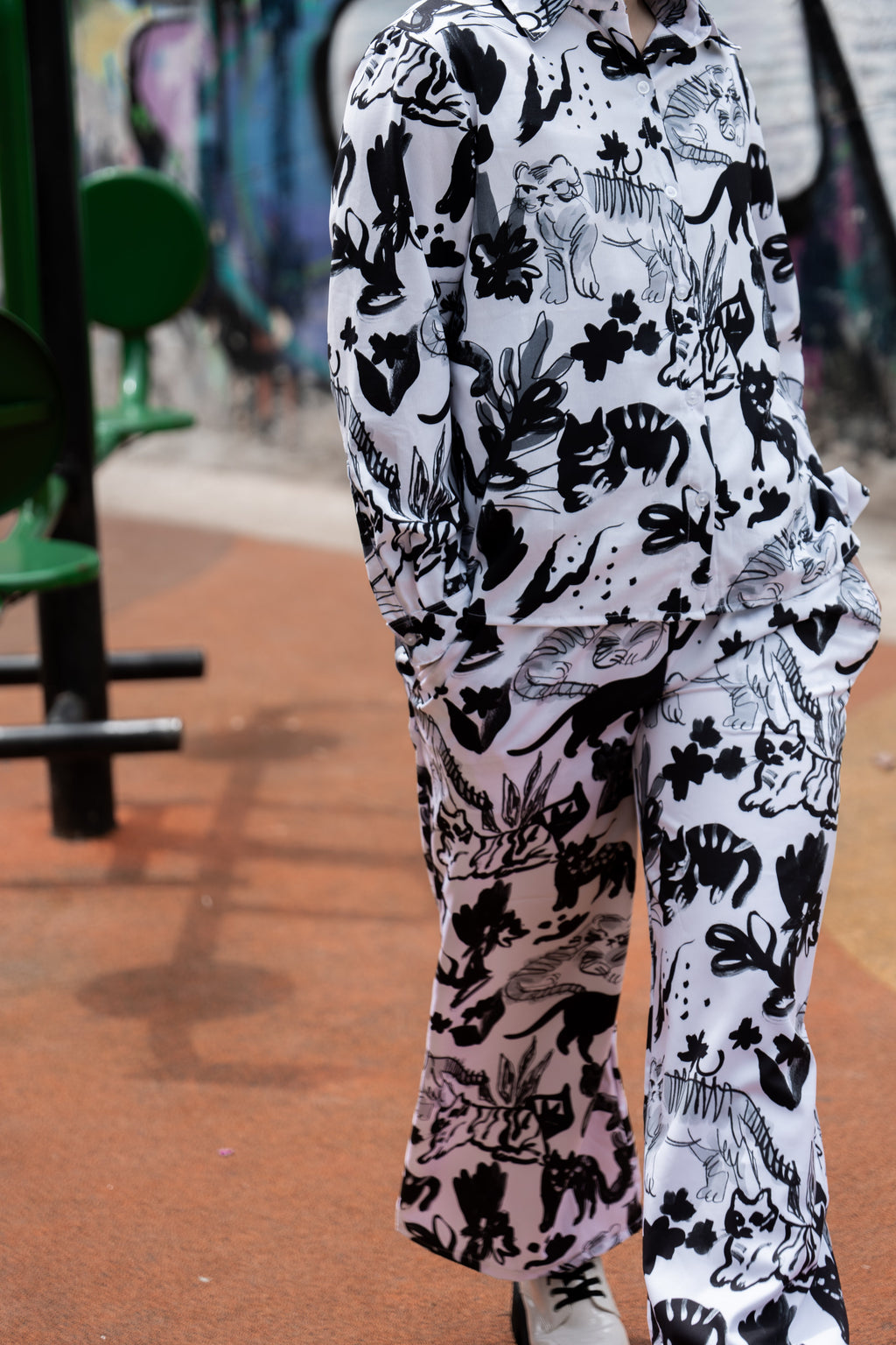 Pantalón palazzo Gatos y Flores - TRAZOS