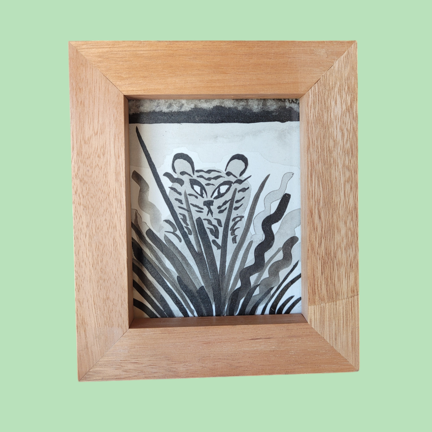 Dibujo original Tigre entre la hierba