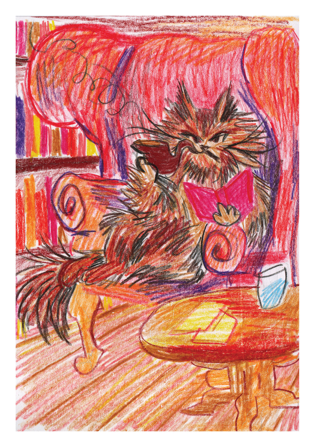 Lámina Gato leyendo