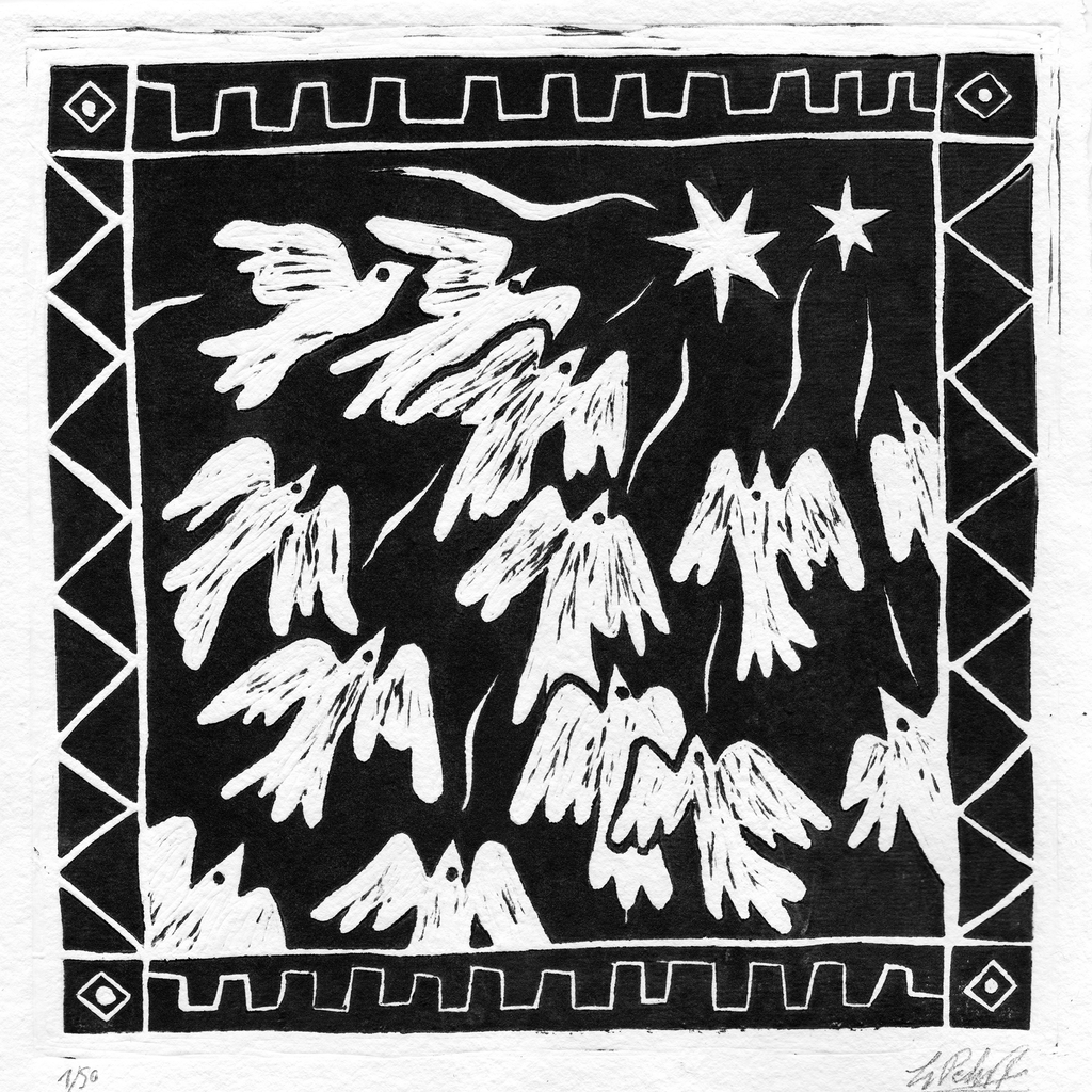 Linograbado Vuelo