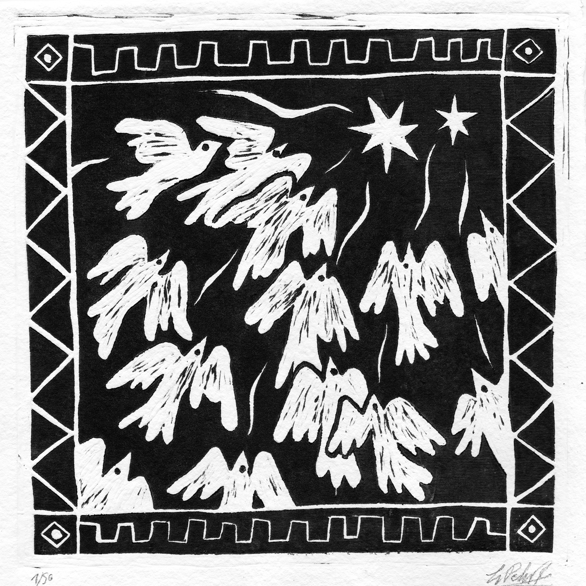 Linograbado Vuelo