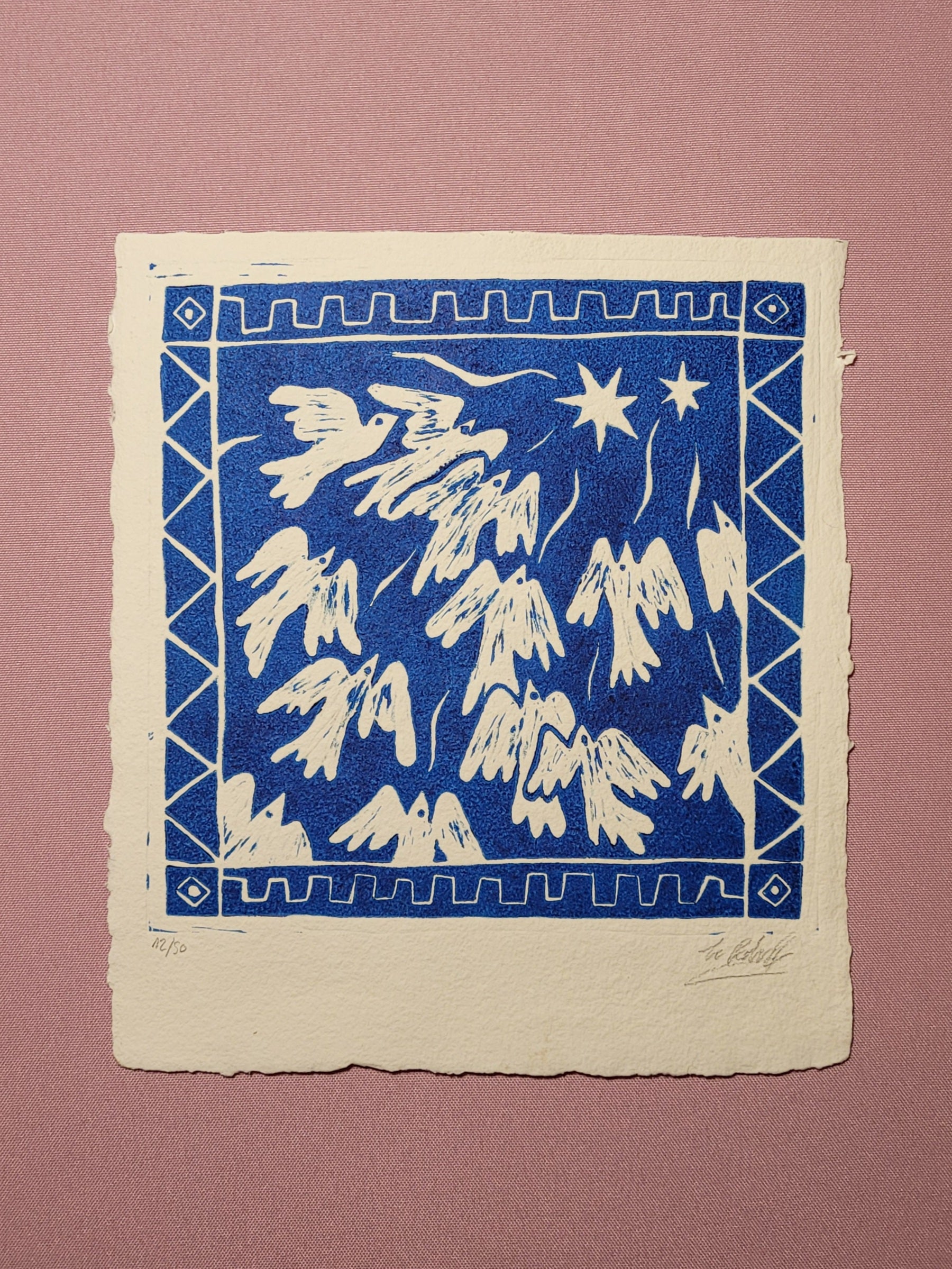 Linograbado Vuelo