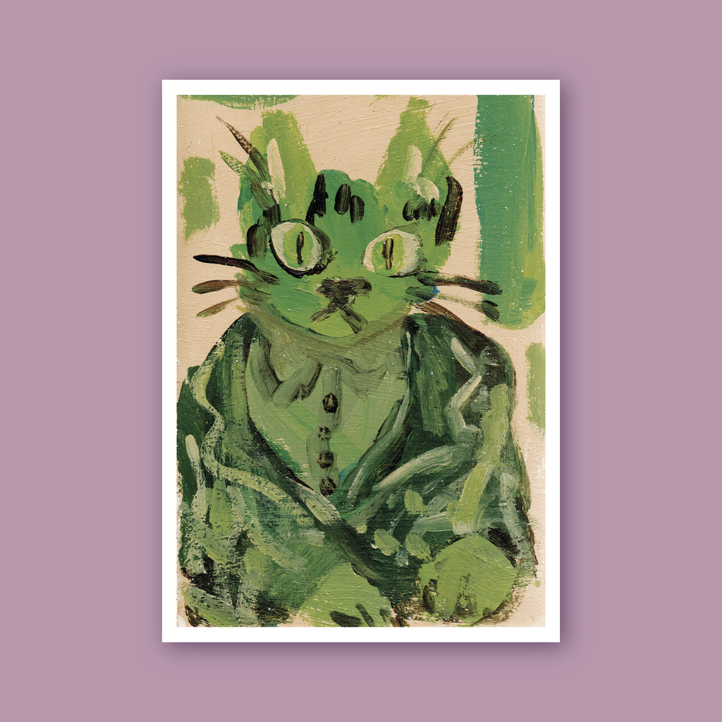 Lámina Gato con traje verde