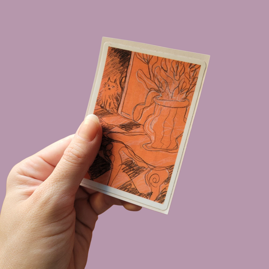 Cat and vase sticker