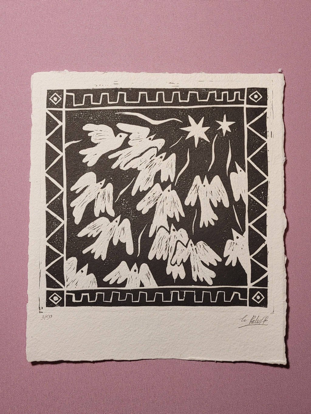 Linograbado Vuelo