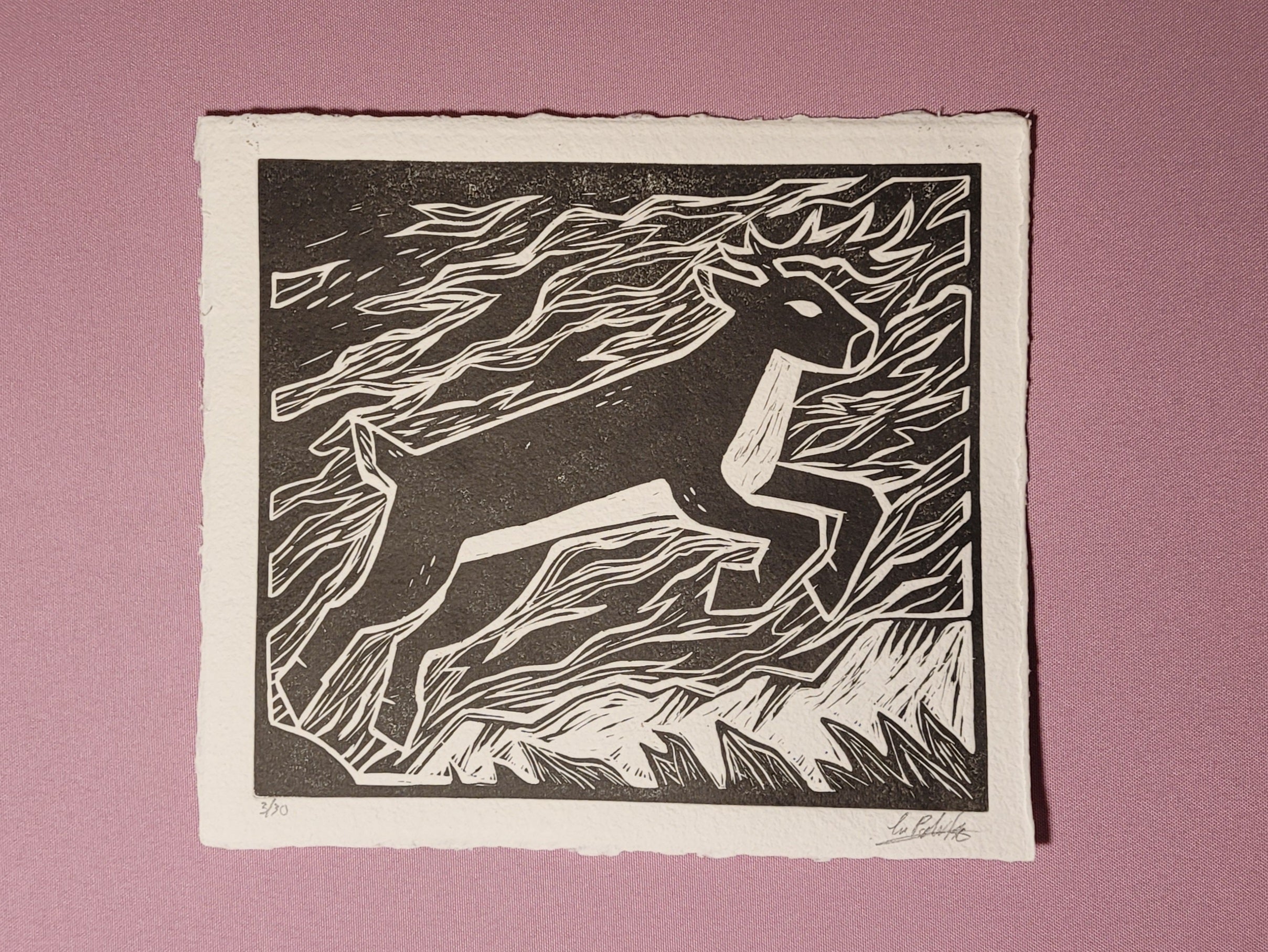 Linograbado Ciervo
