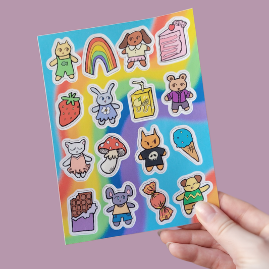 Colorful characters sticker sheets
