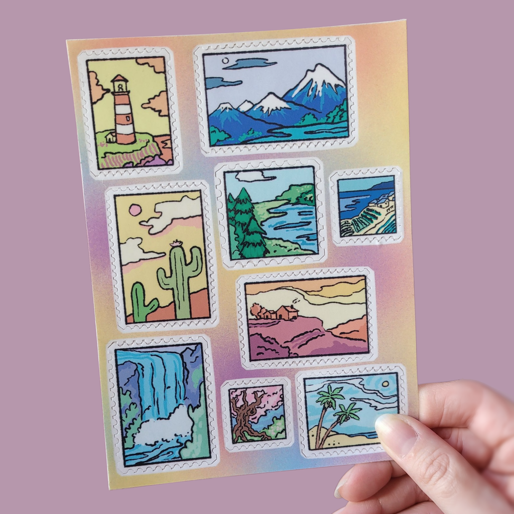 Plancha de pegotines Estapillas de paisajes