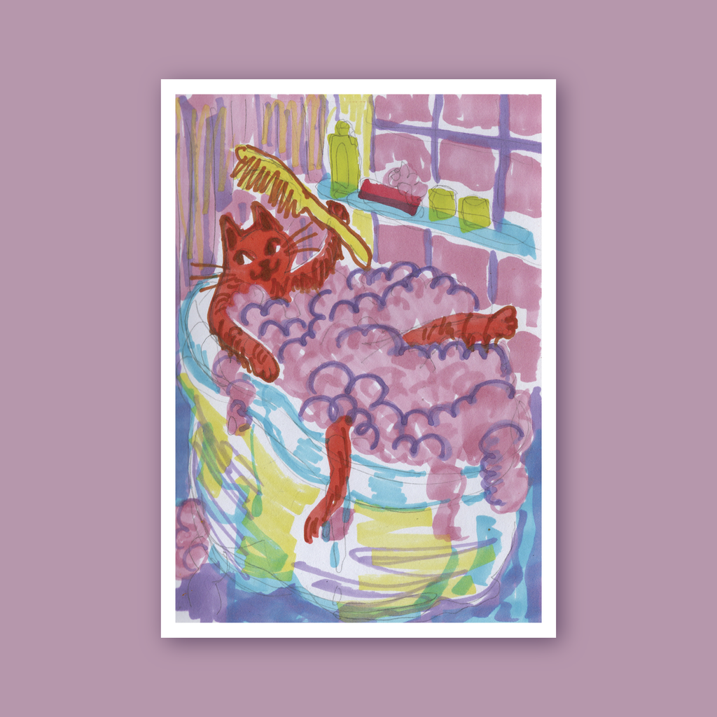 Lámina Gato en la bañera