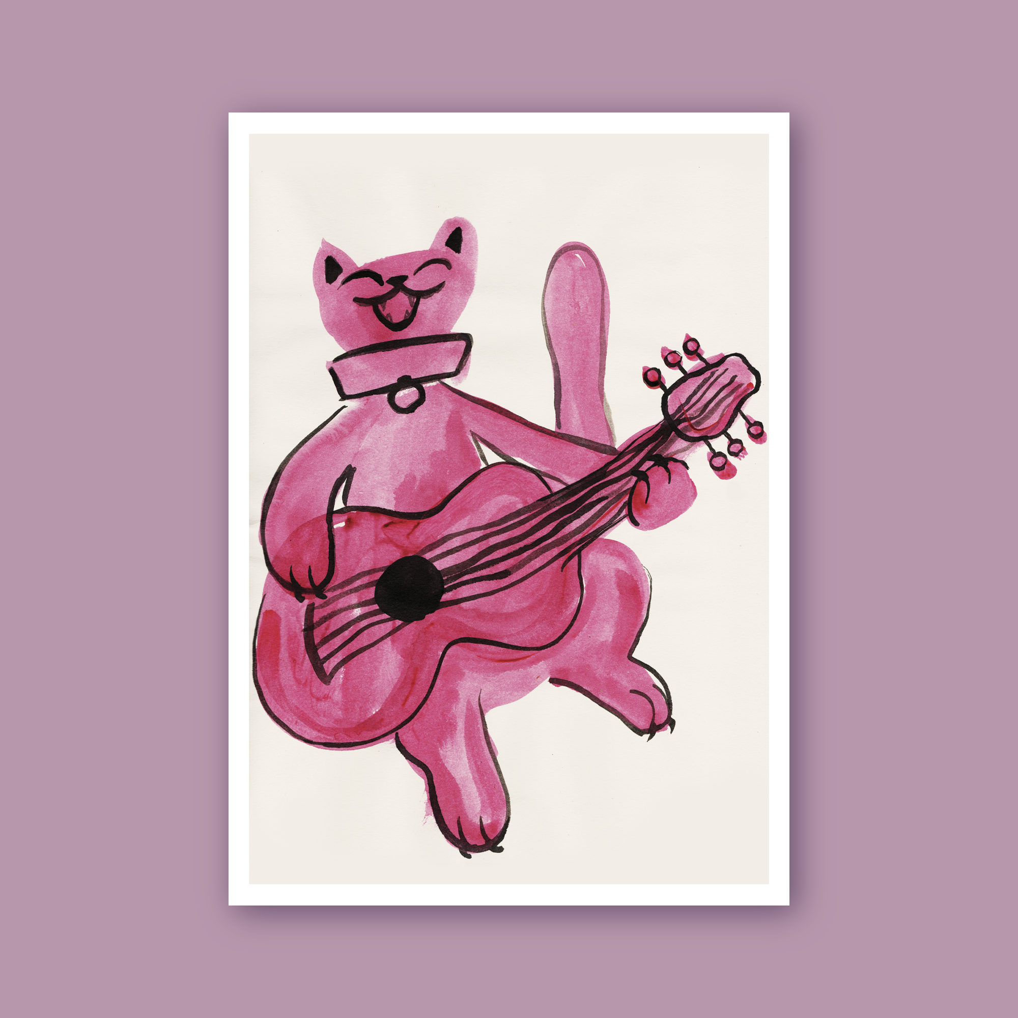 Lámina Gato con guitarra