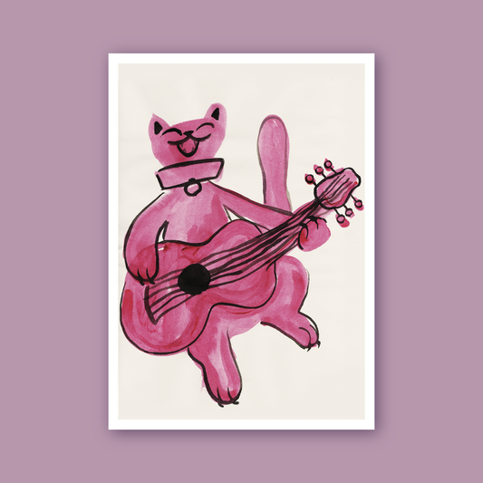 Guitar cat print