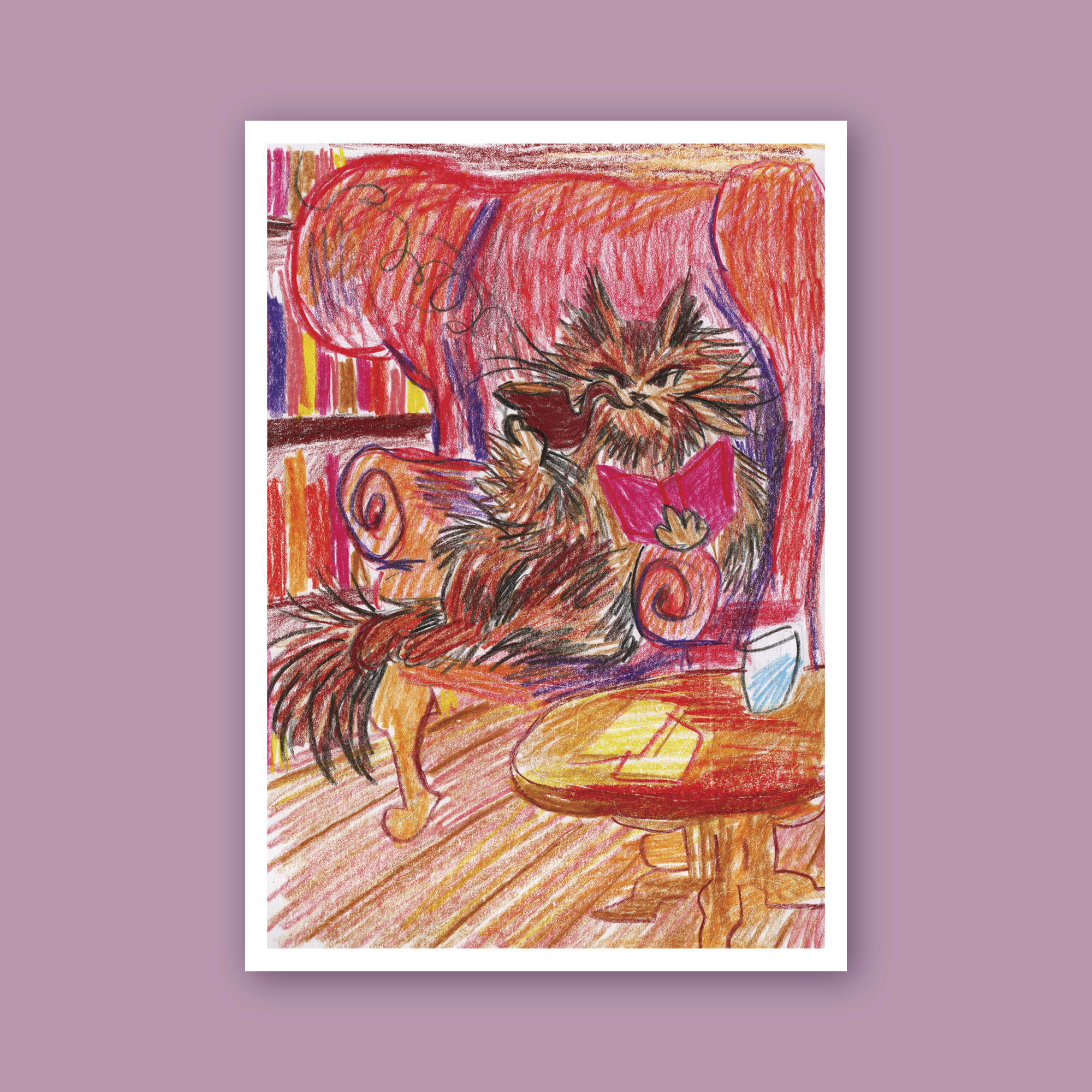 Lámina Gato leyendo