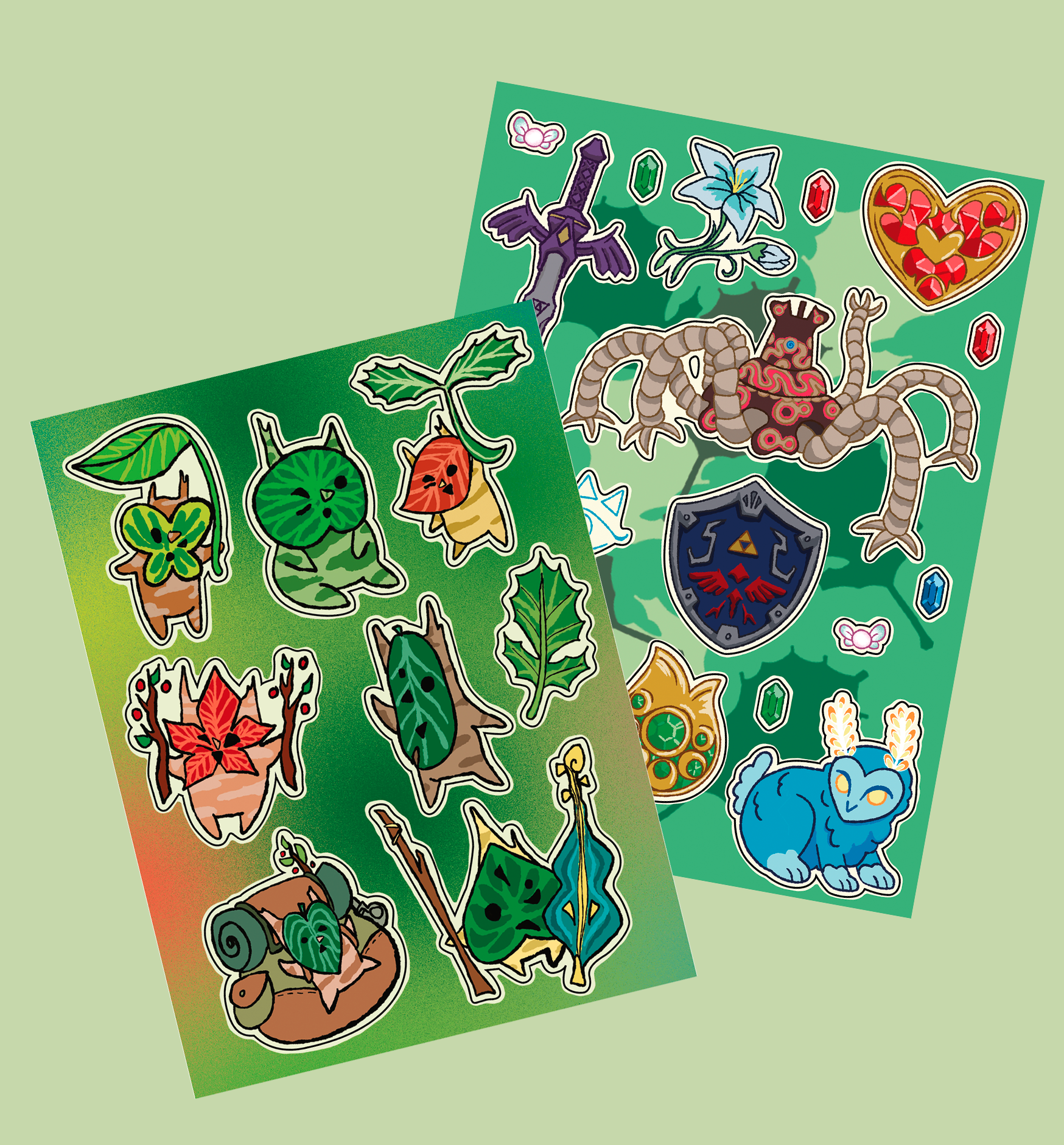 Plancha de pegotines inspirada en the Legend of Zelda